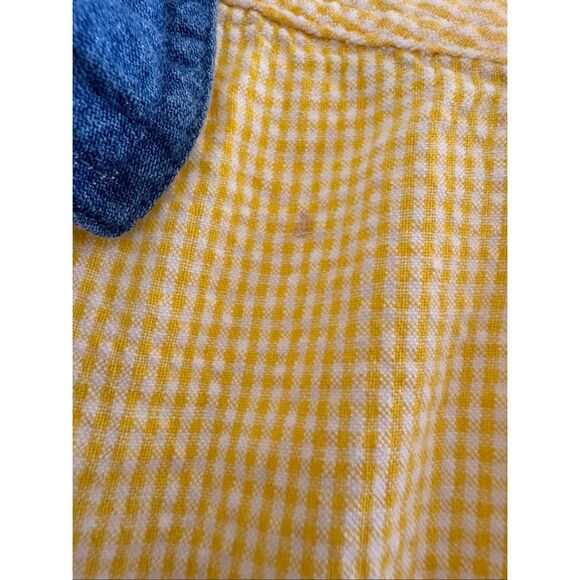 Women’s medium yellow plaid daisy embroidered button up short sleeve shirt 90s s - Picture 5 of 5